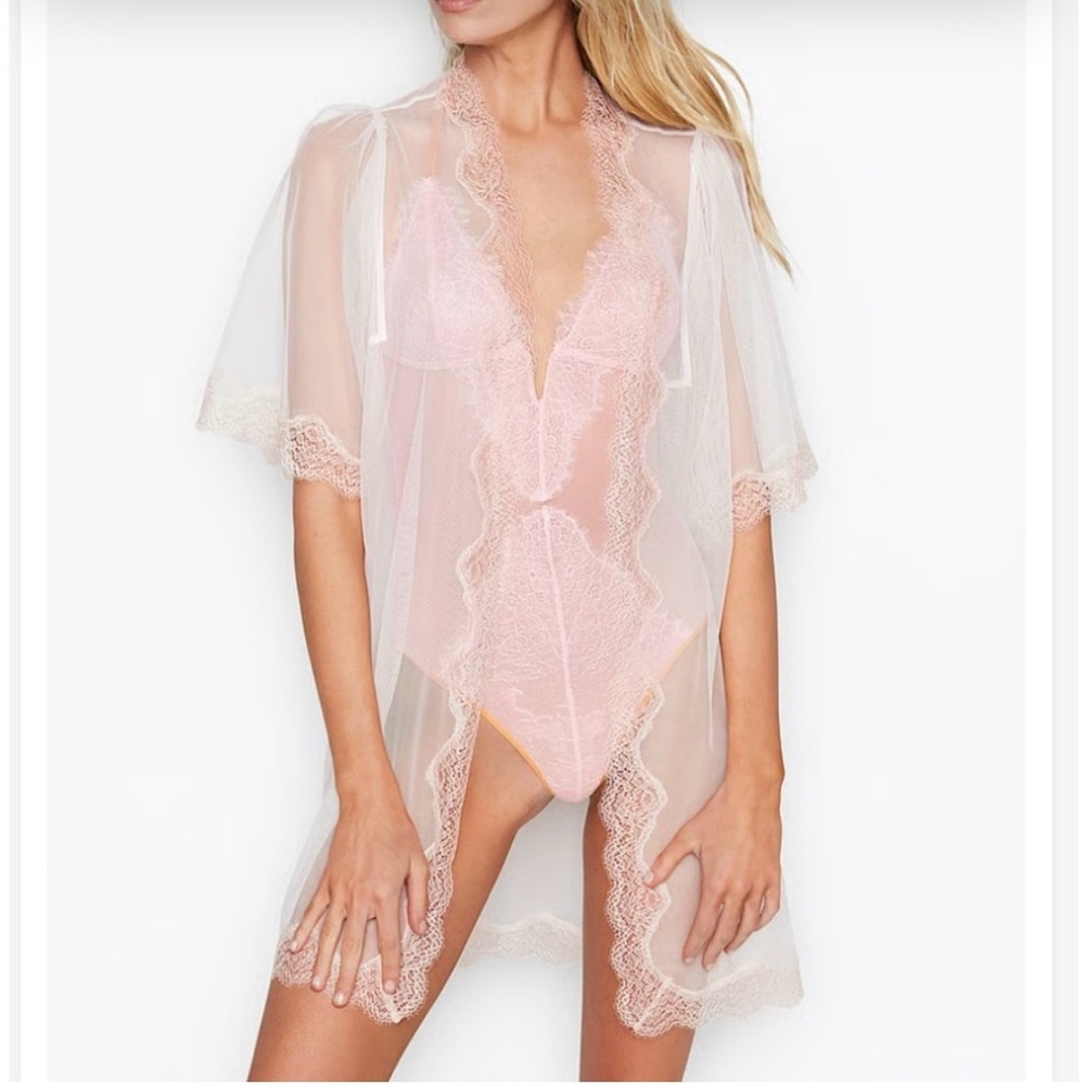 VS Lace Trim Kimono Robe